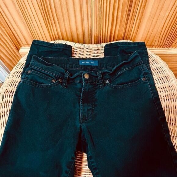 Aeropostale black denim mid rise ankle length 26 inseam skinny jeans pants 27 28 - Picture 1 of 6